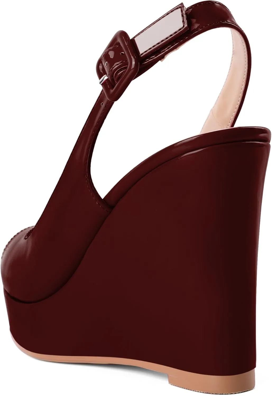 Eldof Women's Peep Toe Wedge Heels Slingback Platform High Pumps Party Dress Casual Sandals 4 Inches
