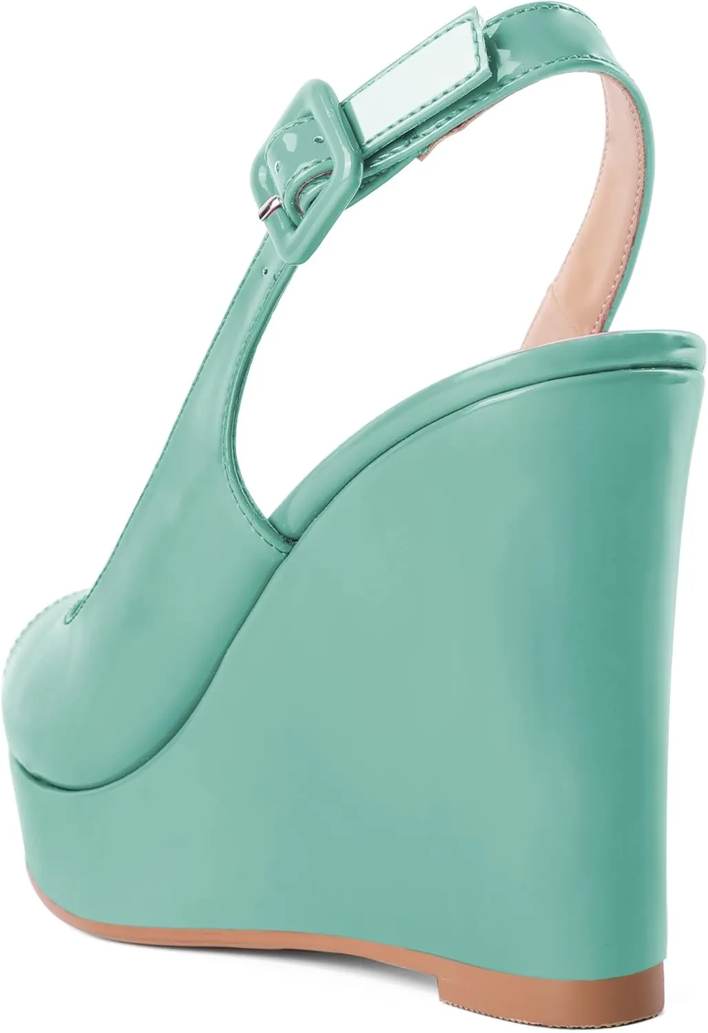 Eldof Women's Peep Toe Wedge Heels Slingback Platform High Pumps Party Dress Casual Sandals 4 Inches