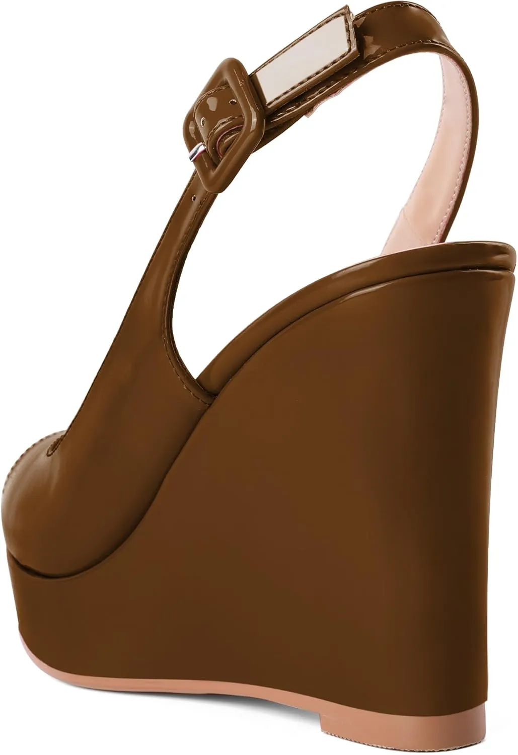 Eldof Women's Peep Toe Wedge Heels Slingback Platform High Pumps Party Dress Casual Sandals 4 Inches