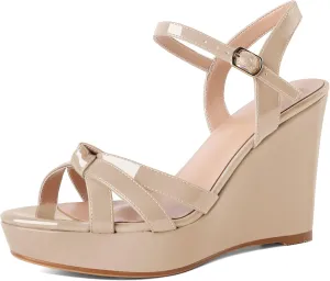 Eldof Womens Wedge Heels Open Toe Ankle Strap High Heel Platform Wedges Sandals 4 Inches