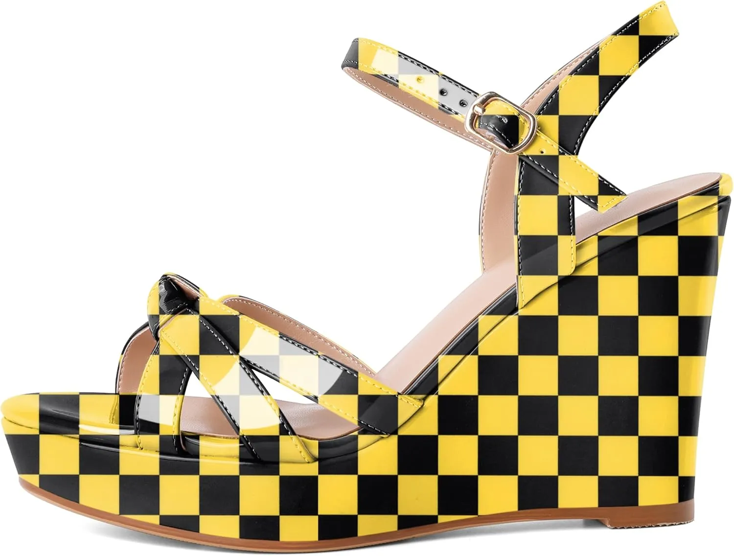 Eldof Womens Wedge Heels Open Toe Ankle Strap High Heel Platform Wedges Sandals 4 Inches
