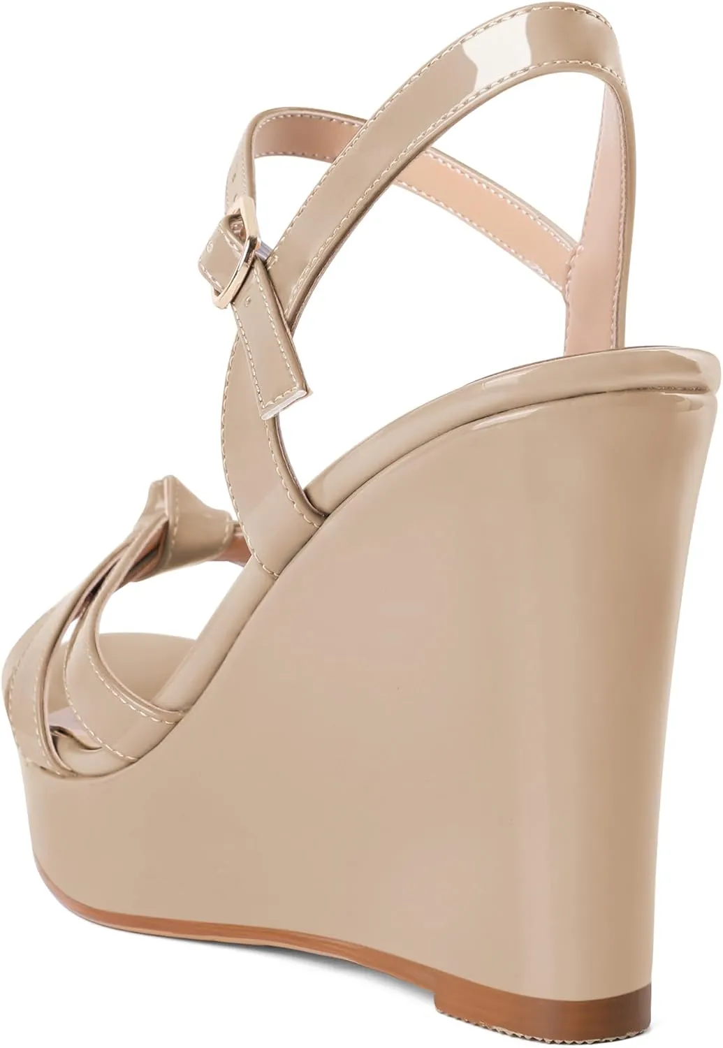 Eldof Womens Wedge Heels Open Toe Ankle Strap High Heel Platform Wedges Sandals 4 Inches