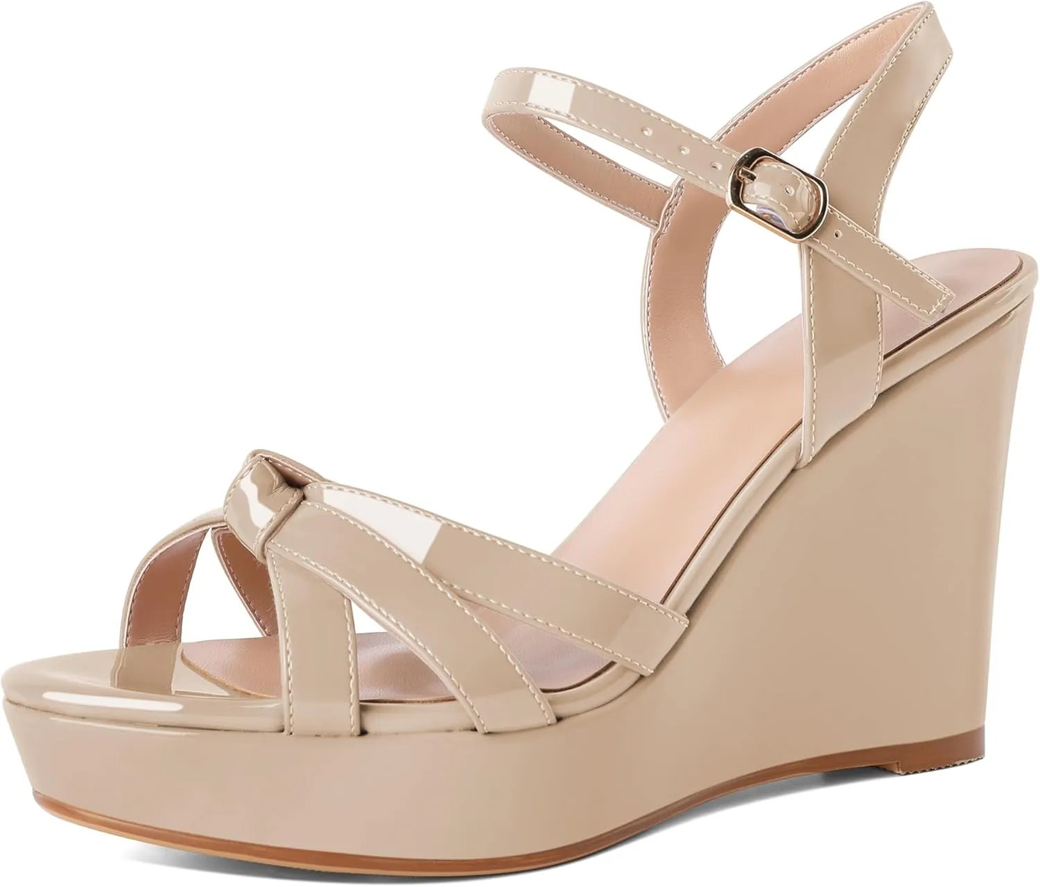 Eldof Womens Wedge Heels Open Toe Ankle Strap High Heel Platform Wedges Sandals 4 Inches