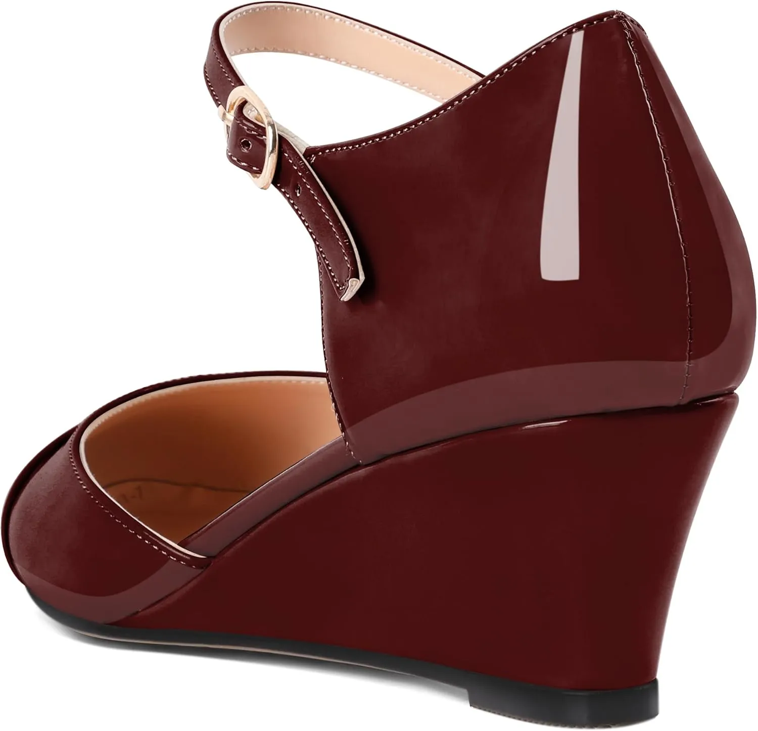 Eldof Womens Wedges Mary Jane Round Toe Ankle Strap Wedge Low Heel Dress Shoes Pumps for Women 2 Inches