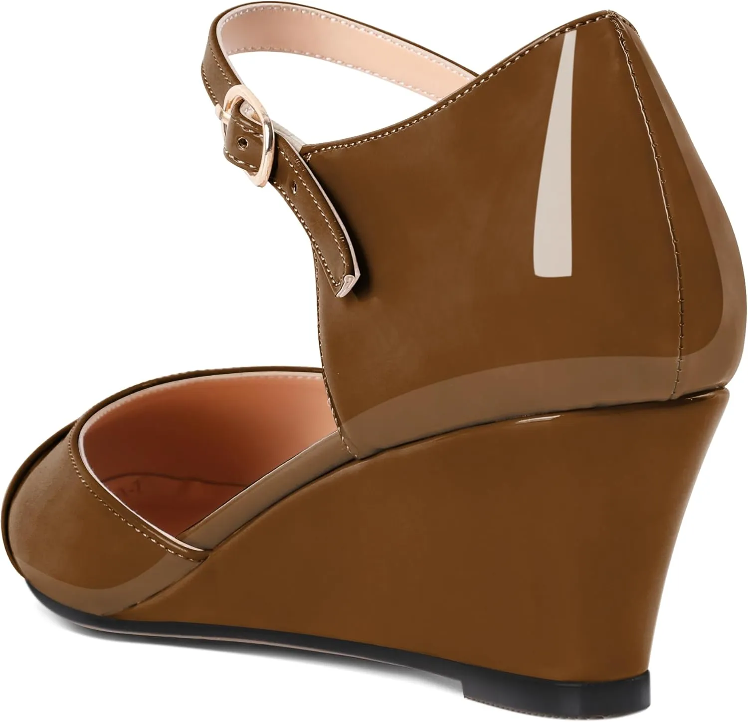 Eldof Womens Wedges Mary Jane Round Toe Ankle Strap Wedge Low Heel Dress Shoes Pumps for Women 2 Inches