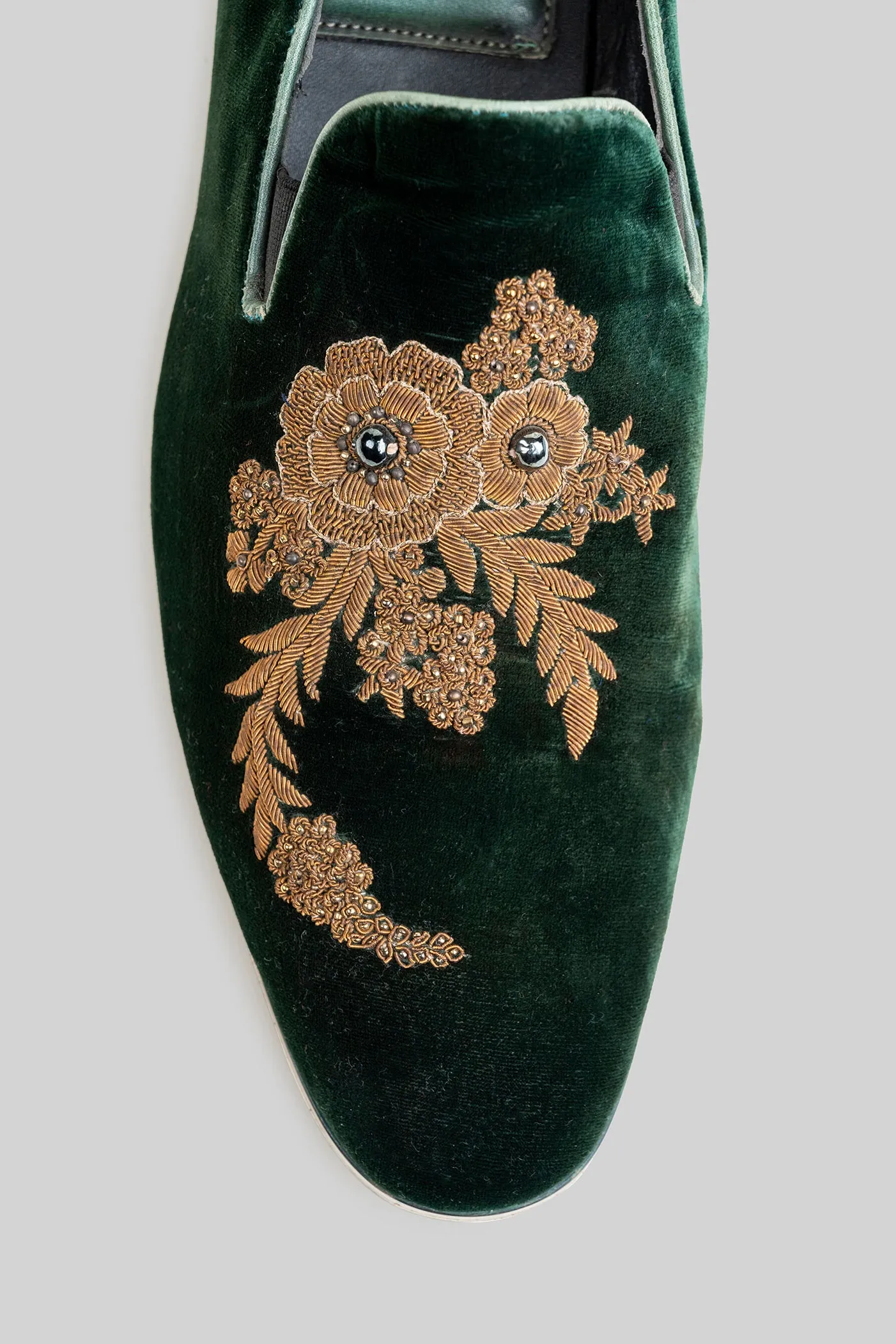 Emerald Green Velvet Loafers