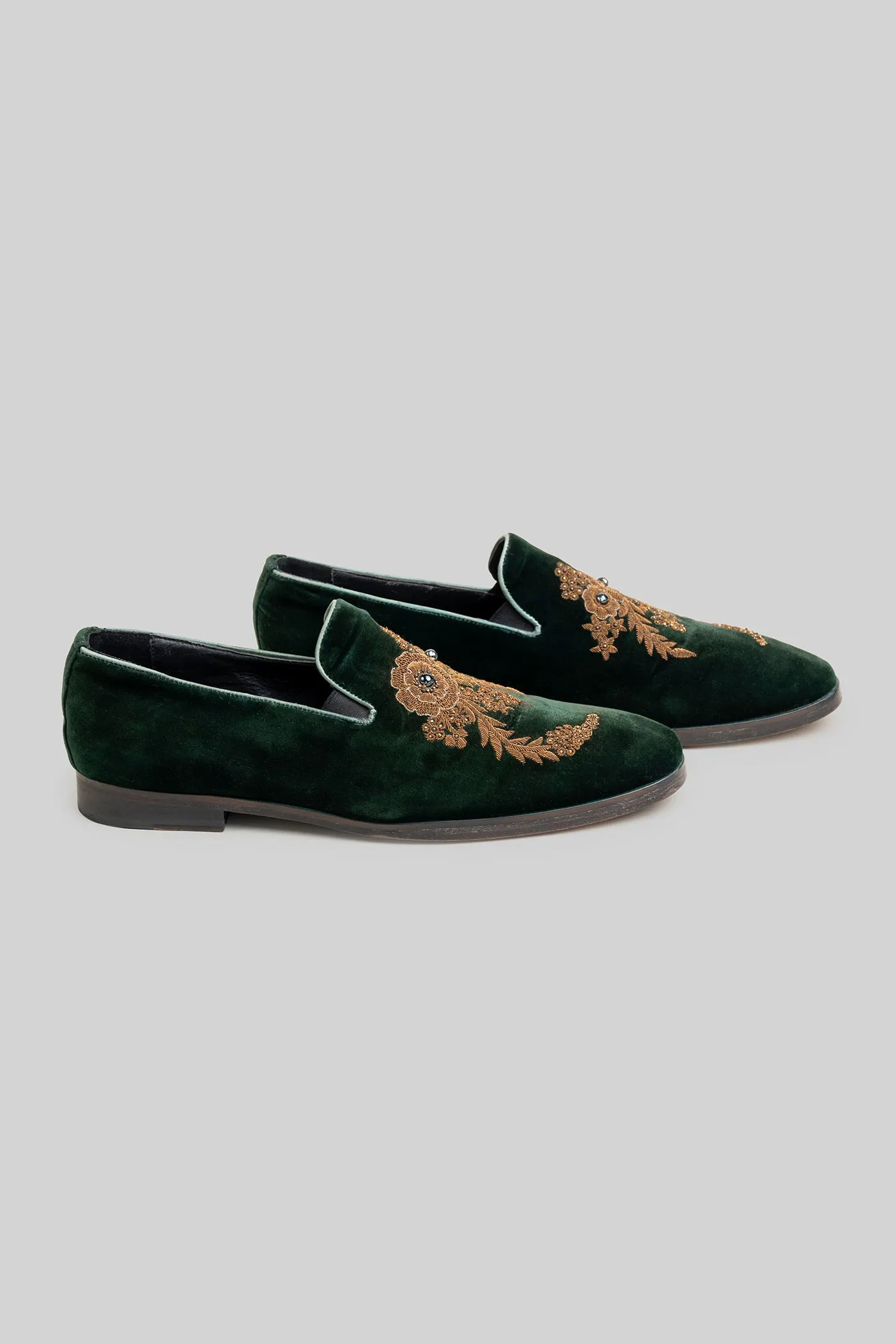 Emerald Green Velvet Loafers