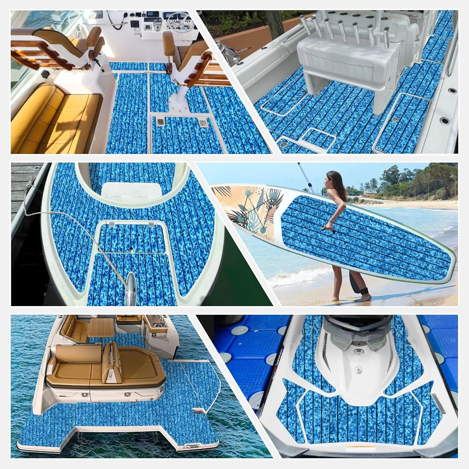 EVA Foam Boat Decking 94" x 45" Self-Adhesive Non-Slip 6mm Camo Marine Deck for Yacht Jet Ski Kayak Fishing