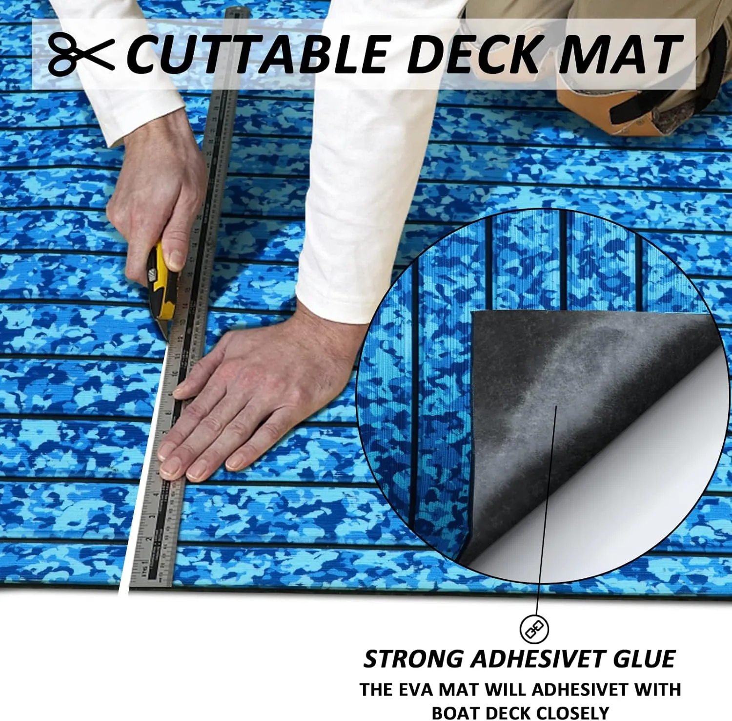 EVA Foam Boat Decking 94" x 45" Self-Adhesive Non-Slip 6mm Camo Marine Deck for Yacht Jet Ski Kayak Fishing