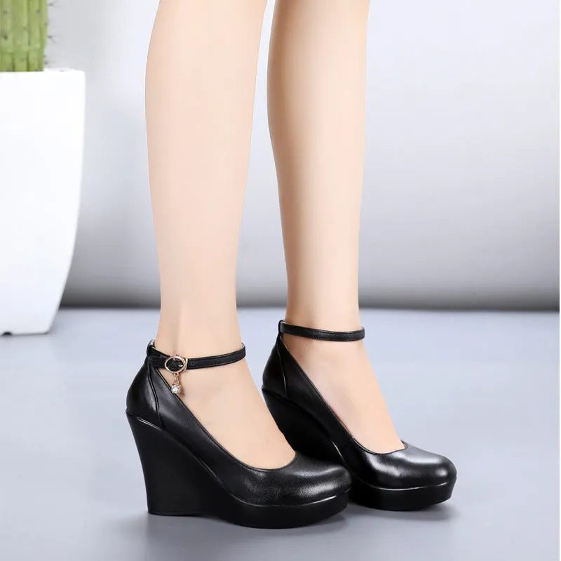 Fashion Ankle Strap High Wedges Platform