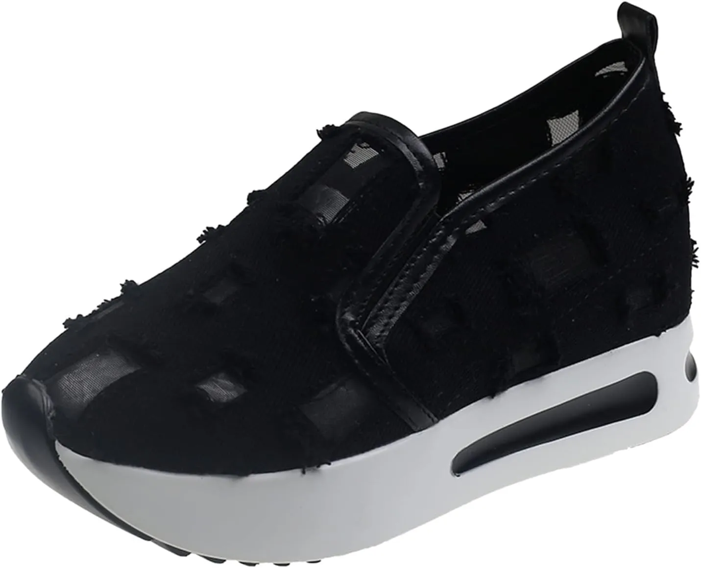 Fashion Sneakers for Women Platform Wedge Sneakers Fashion Embroidery Floral Mesh Air Comfort Chunky Sole Hidden High Heels Slip On Loafers Breathable Walking Work Shoes with Arch Support