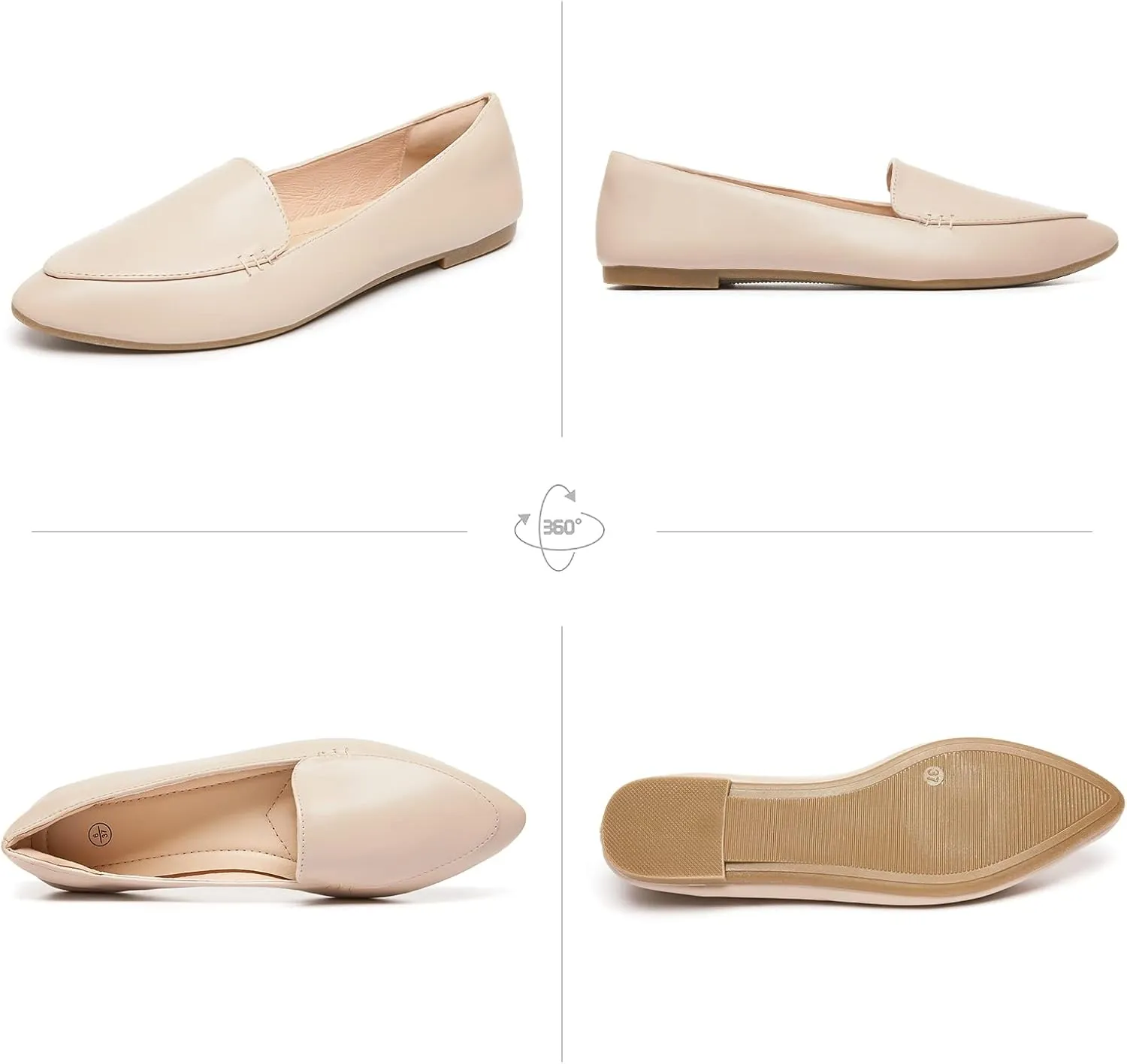 FINIWOR Loafers for Women Flats Shoes Women Pointed Toe Dress Shoes Comfortable Memory Foam Penny Loafers Slip On Shoes