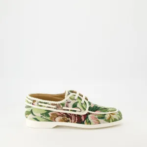 Floral Printed Canvas Boat Shoes