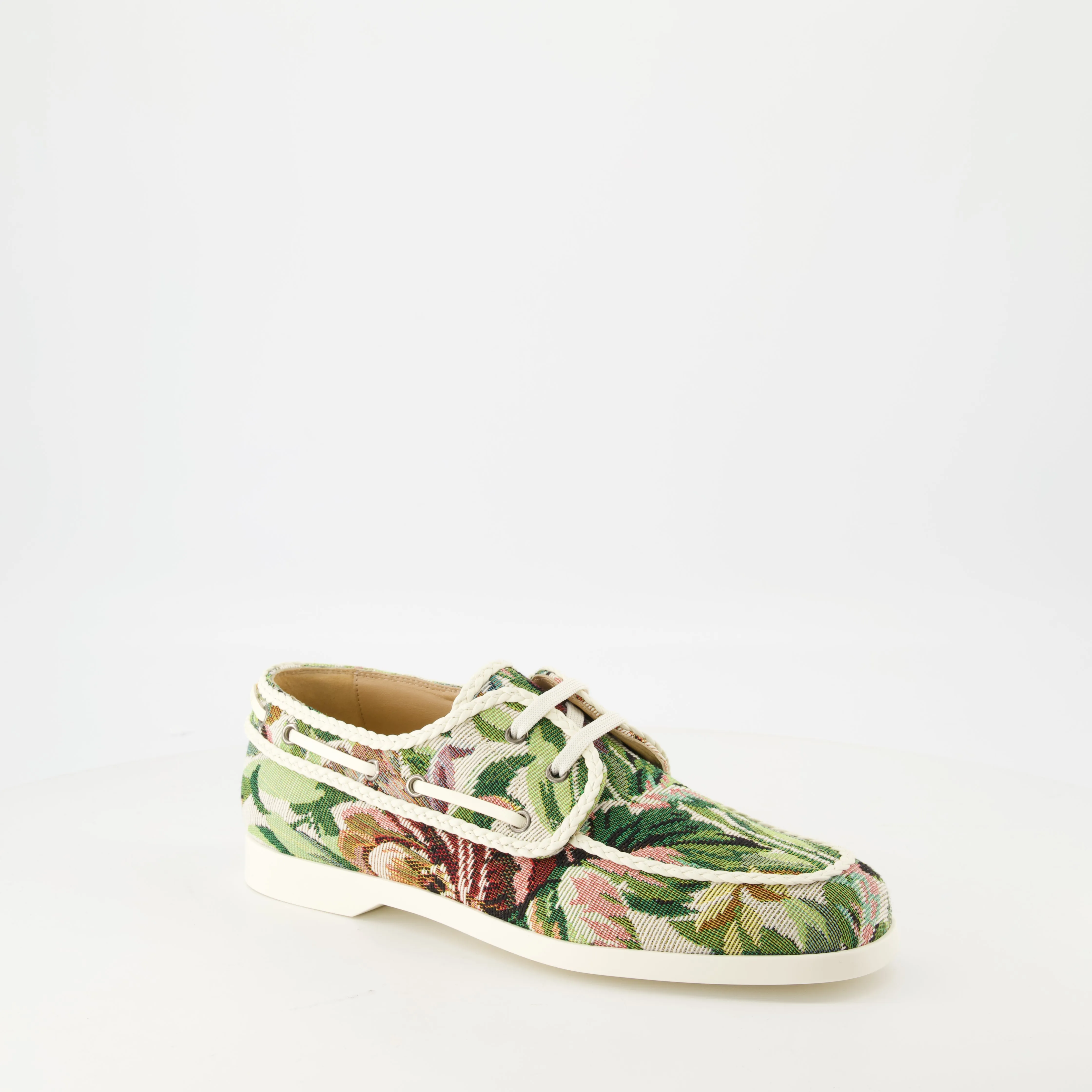 Floral Printed Canvas Boat Shoes