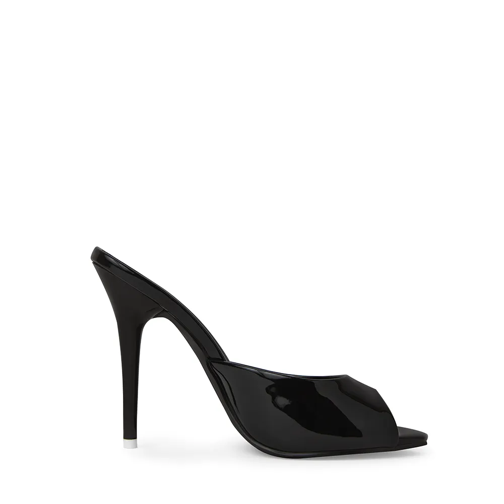 Ford Black Patent Vegan Leather Open Toe Mules