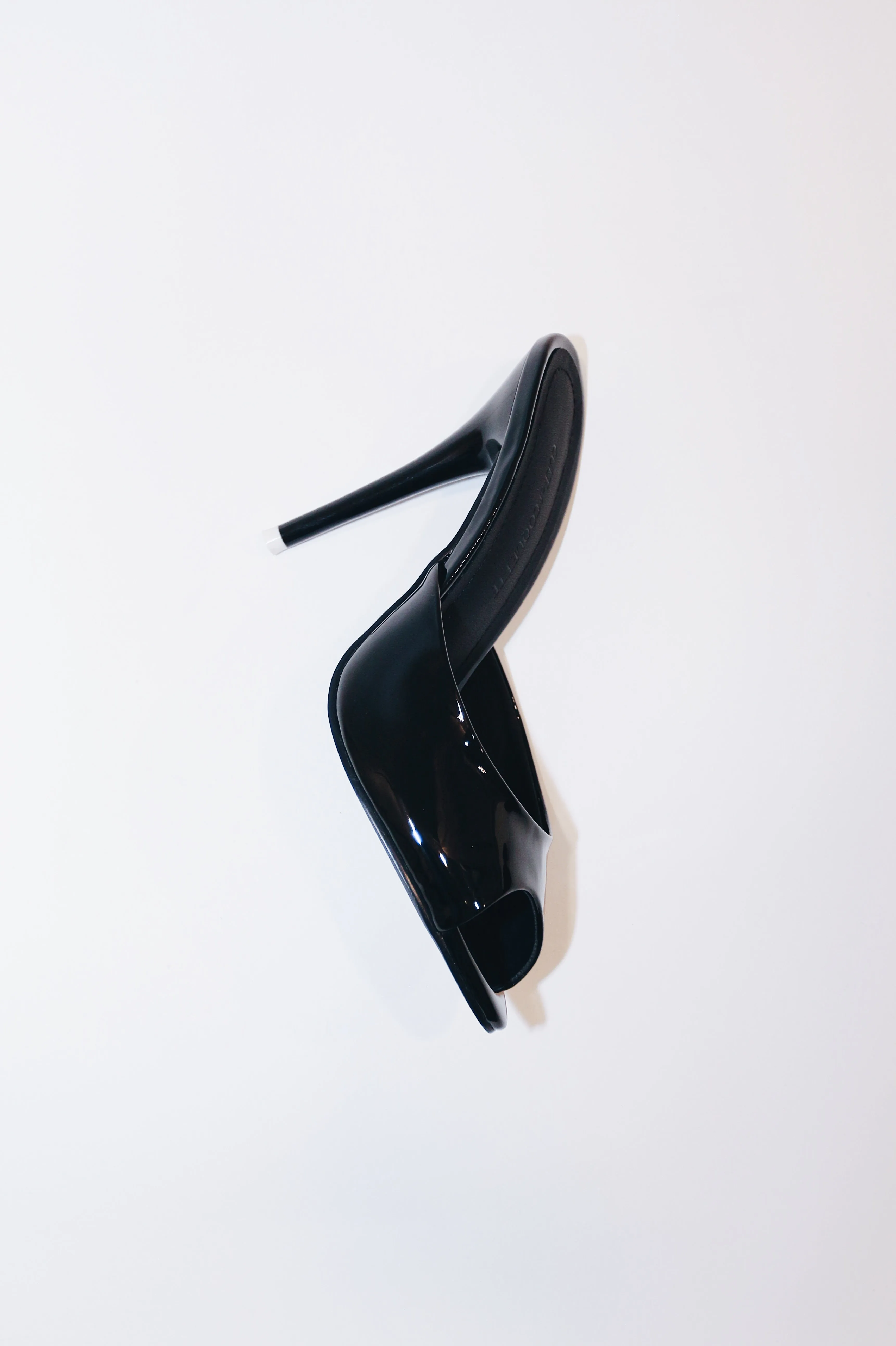 Ford Black Patent Vegan Leather Open Toe Mules