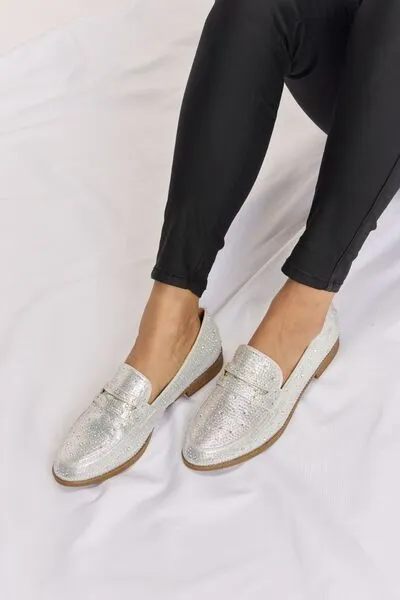 Forever Link Rhinestone Point Toe Loafers for Women