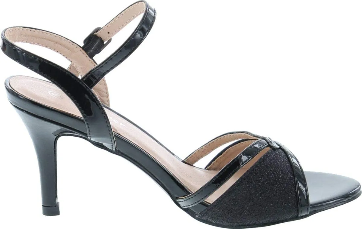 Forever Villa-04 Women's Glitter Metallic Ankle Strap Buckle Wrapped Heel Sandals
