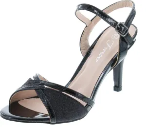 Forever Villa-04 Women's Glitter Metallic Ankle Strap Buckle Wrapped Heel Sandals
