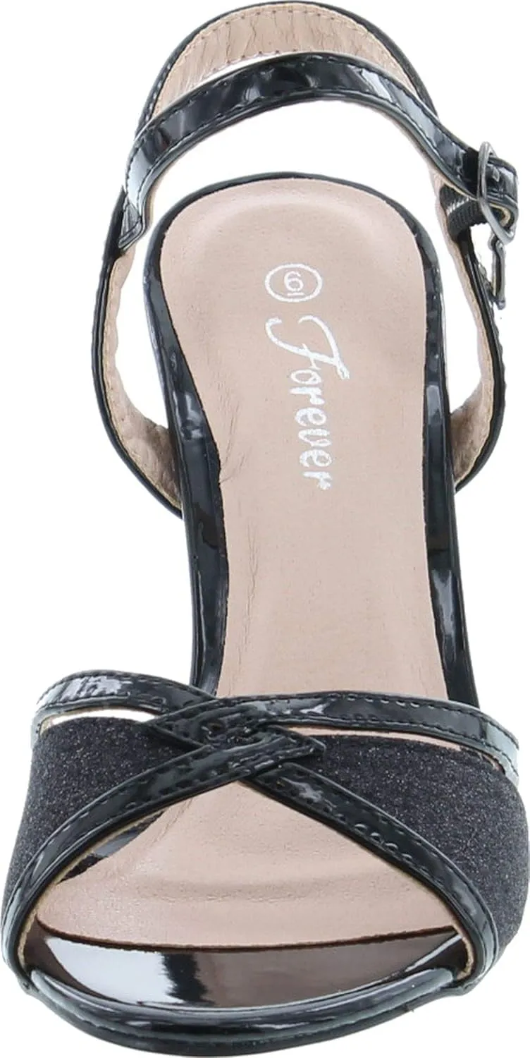 Forever Villa-04 Women's Glitter Metallic Ankle Strap Buckle Wrapped Heel Sandals