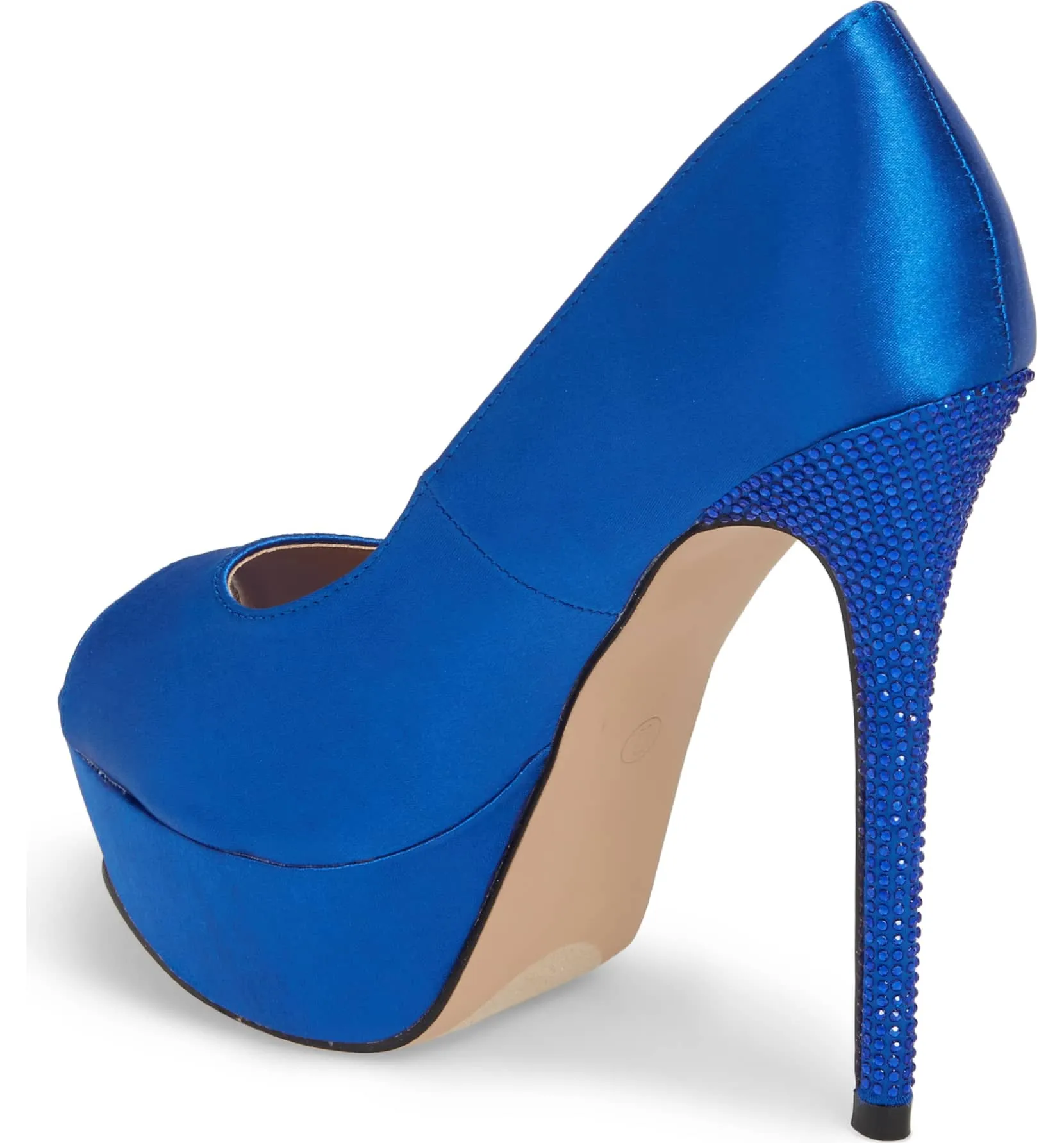 Formal Toe Peep Crystal Top-rated Durable Royal High Lauren Blue Pump Satin Lorraine Heel Platform