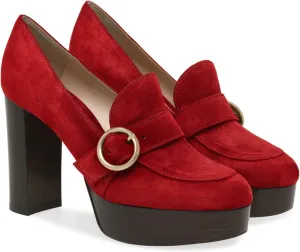 FOWT Vintage Platform Dress Pumps with Metal Buckle Women’s High Heels Suede Upper Girls Closed Comfort Round Toe Loafers Pumps for Outdoor Prom Slip-On Shoes Work Office Size 4-16 US