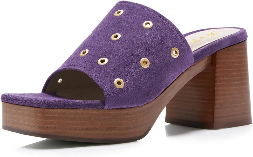 FOWT Women Classic Open Square Toe Platform Mules Stacked Chunky High Heel Slip on Slippers Backless Summer Casual Outfit Slide Sandals Size 4-16 US