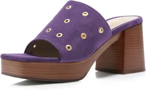 FOWT Women Classic Open Square Toe Platform Mules Stacked Chunky High Heel Slip on Slippers Backless Summer Casual Outfit Slide Sandals Size 4-16 US