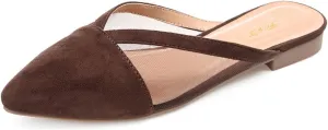 FOWT Women Trendy Pointed Toe Slip On Mesh Flat Heel Slippers Comfortable Ladies Summer Vacation Casual Shoes Size 4-16 US