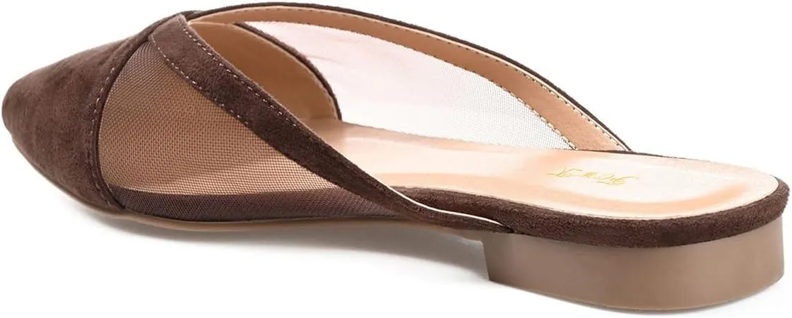 FOWT Women Trendy Pointed Toe Slip On Mesh Flat Heel Slippers Comfortable Ladies Summer Vacation Casual Shoes Size 4-16 US