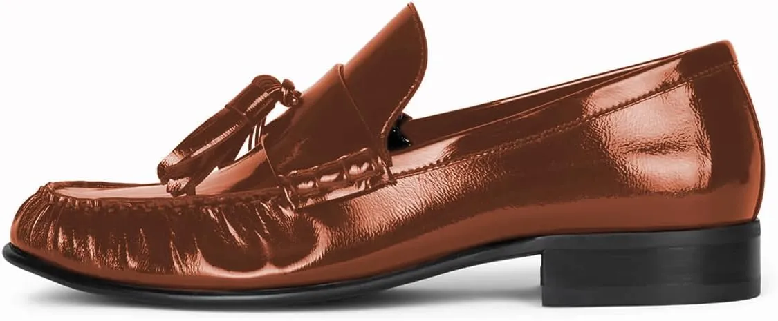 FOWT Women Trendy Round Toe Low Heel Loafers Slip On Ladies Casual Daily Walking Shoes Size 4-16 US