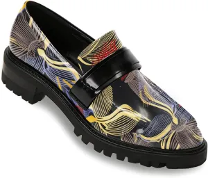 FOWT Women's Low Chunky Heel Loafers Round Toe Platform Flats with Lug Sole Casual Comfortable Slip on Unisex Shoes Driving Walking Traveling,4-16 US Size