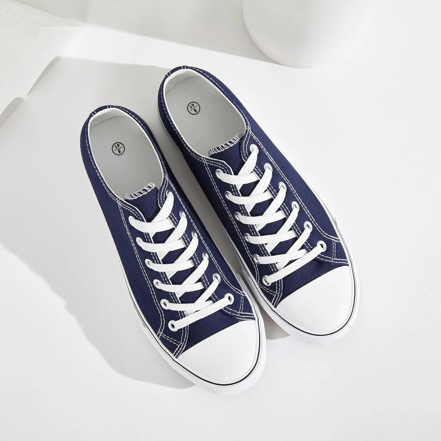 FRACORA Womens White Canvas Sneakers Low Top Lace Up Canvas Shoes Fashion Comfortable