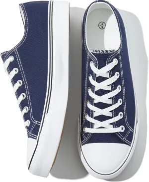 FRACORA Womens White Canvas Sneakers Low Top Lace Up Canvas Shoes Fashion Comfortable