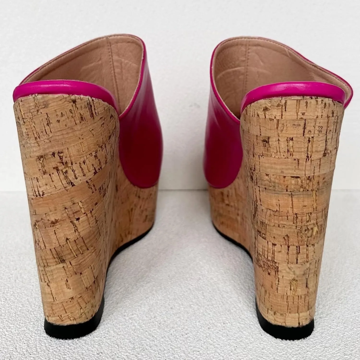 Frankie Hsu Sexy Slip On Platform Wedge Sandal, Stylish Pink High heeled Oak Wood Thick Sandal, Fashion Large Big Size US4-19 Unisex Wide Strap Heeled Shoes For Women Men