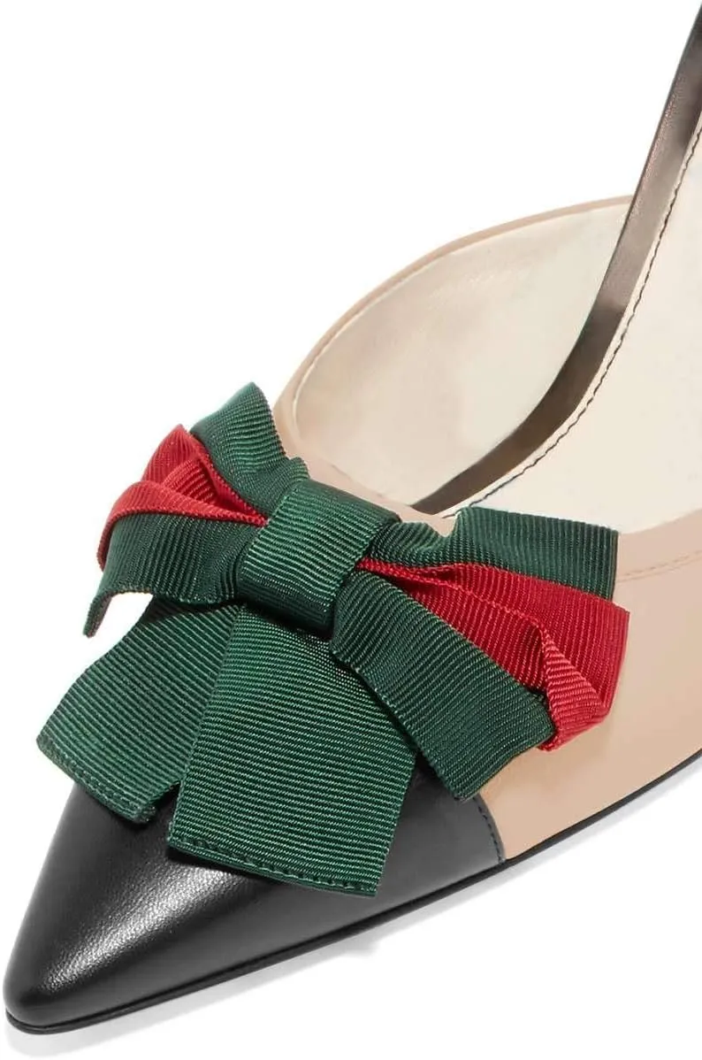 FSJ Women Graceful Stiletto High Heel Sandals Pointed Toe Mules Bow Pump Ladies Shoes US Size 4-15 M