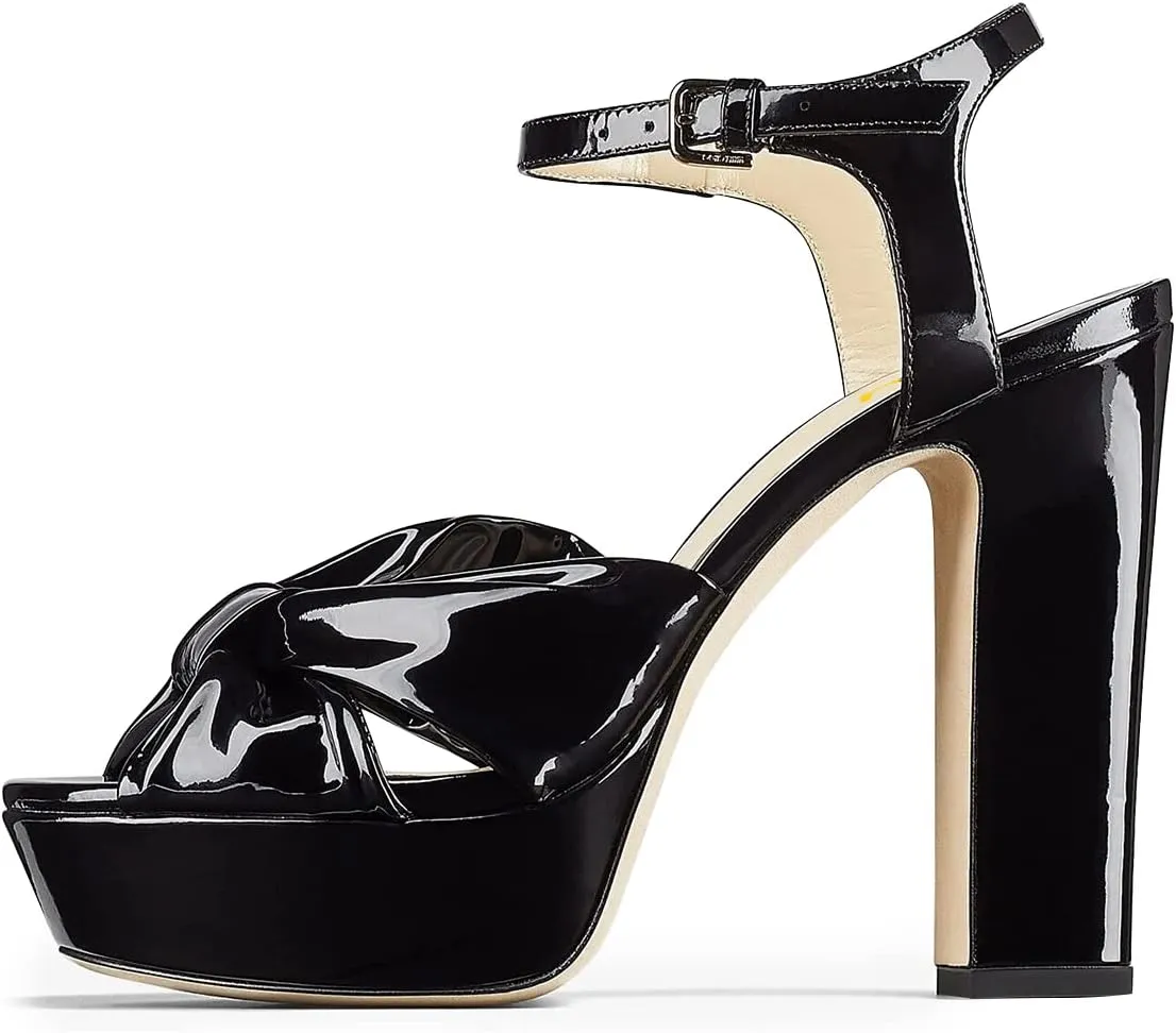 FSJ Women Platform Chunky Block High Heel Sandals Peep Toe Ankle Strap Party Evening Dress Pumps Shoes Size 4-15 US
