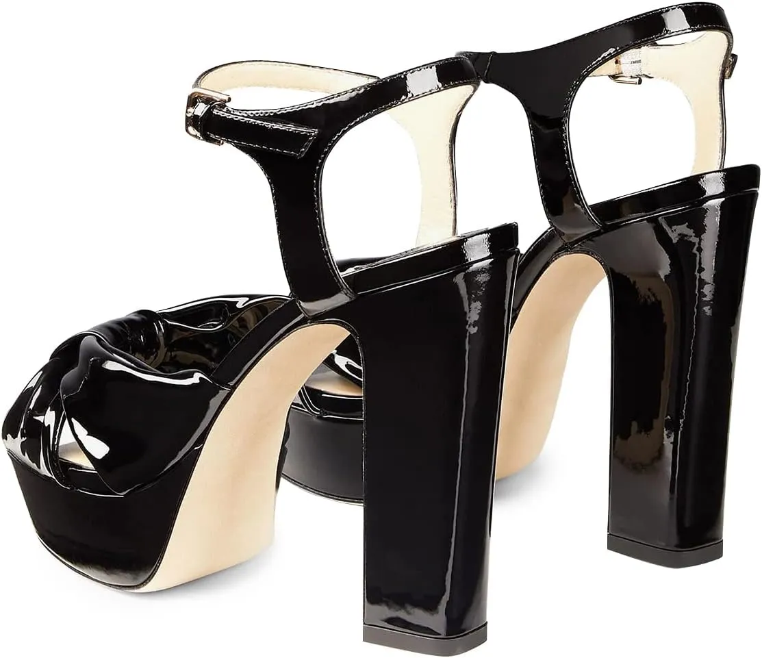 FSJ Women Platform Chunky Block High Heel Sandals Peep Toe Ankle Strap Party Evening Dress Pumps Shoes Size 4-15 US