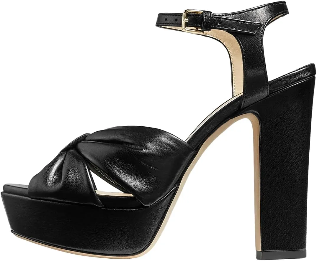 FSJ Women Platform Chunky Block High Heel Sandals Peep Toe Ankle Strap Party Evening Dress Pumps Shoes Size 4-15 US