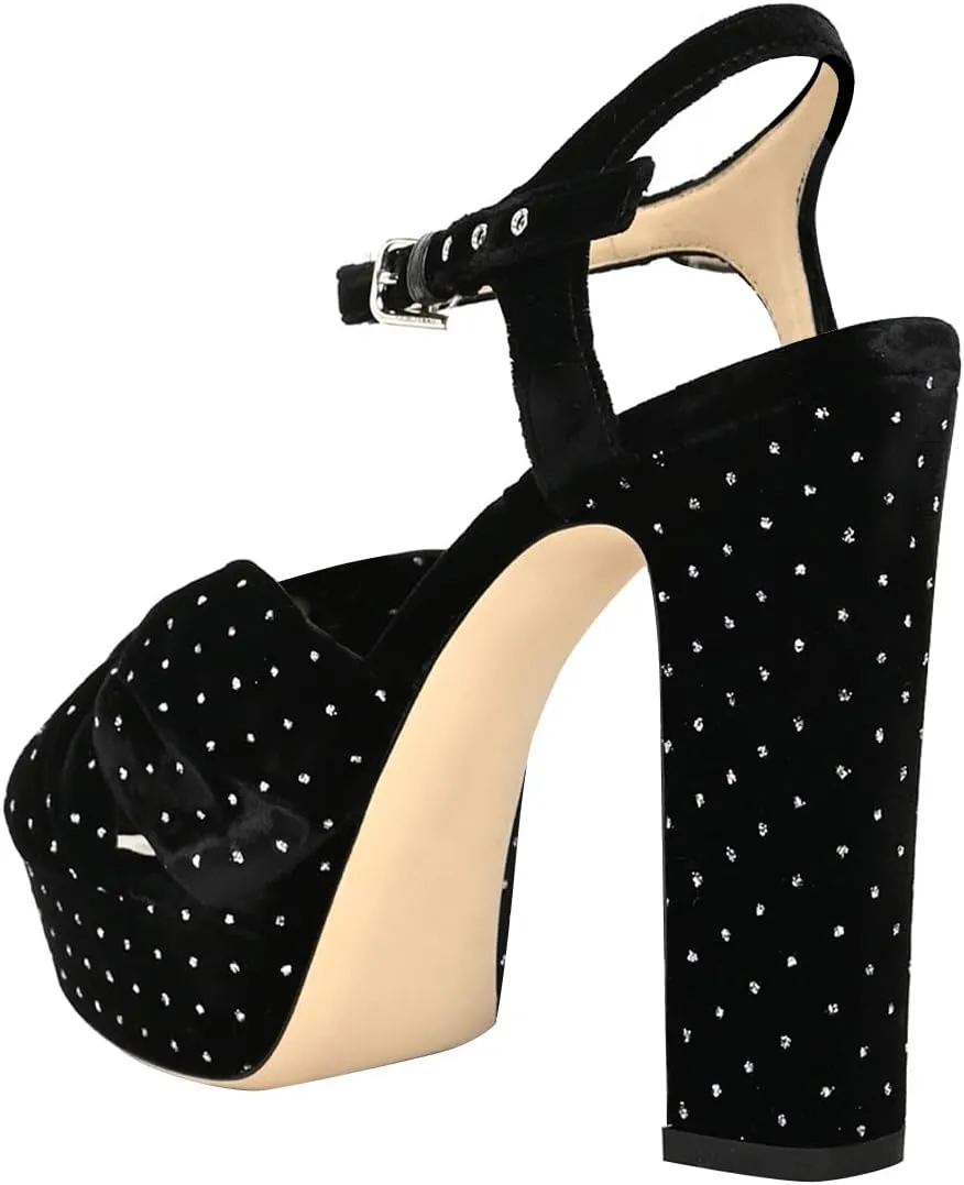 FSJ Women Platform Chunky Block High Heel Sandals Peep Toe Ankle Strap Party Evening Dress Pumps Shoes Size 4-15 US