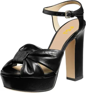 FSJ Women Platform Chunky Block High Heel Sandals Peep Toe Ankle Strap Party Evening Dress Pumps Shoes Size 4-15 US