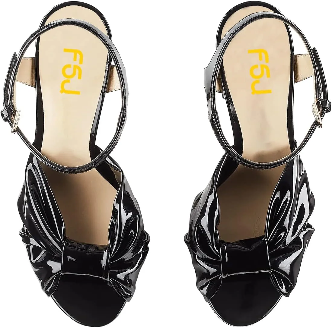 FSJ Women Platform Chunky Block High Heel Sandals Peep Toe Ankle Strap Party Evening Dress Pumps Shoes Size 4-15 US