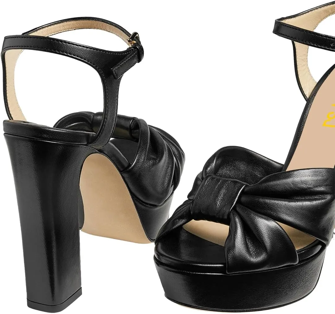 FSJ Women Platform Chunky Block High Heel Sandals Peep Toe Ankle Strap Party Evening Dress Pumps Shoes Size 4-15 US