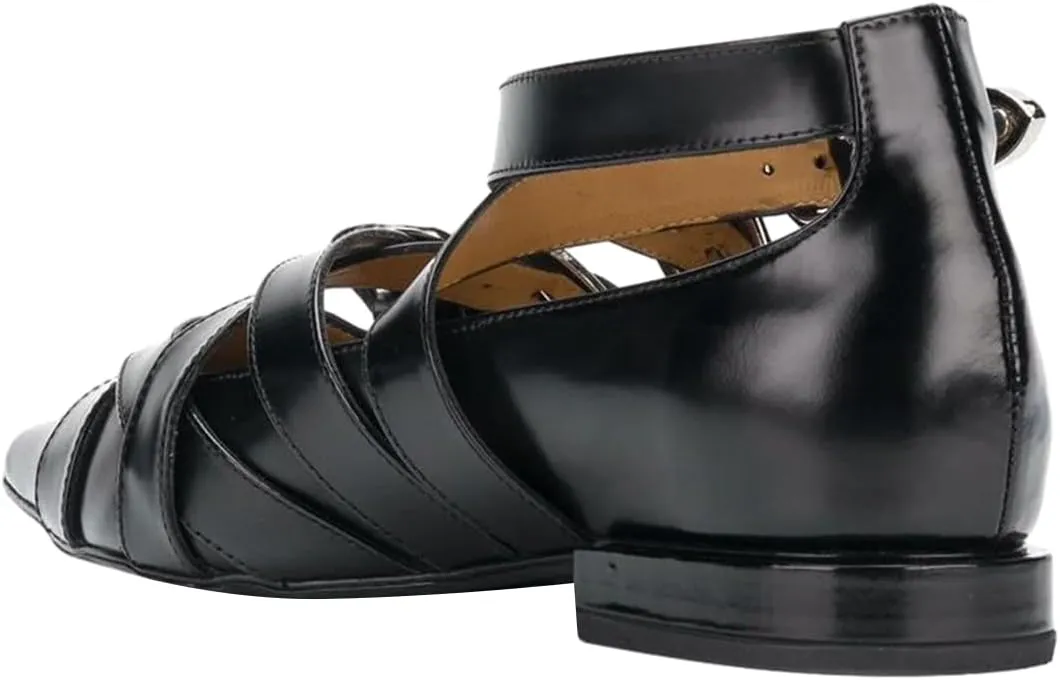 FSJ Women Pointed Toe Metal Buckle Design Flats Low Heel Loafers Strappy Criss Cross Lace-up Sweet Cool Trendy Pumps Shoes Size 4-16 US