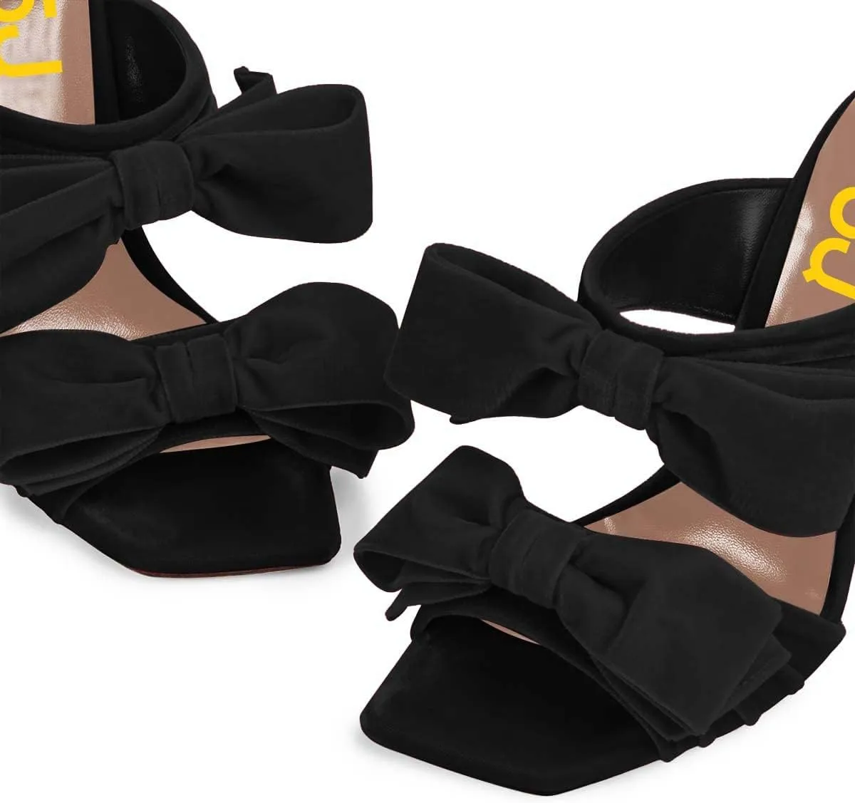 FSJ Women Sexy Two Bows Open Toe Mules Stiletto High Heel Slip On Party Evening Prom Dress Slides Sandals Shoes Size 4-15 US