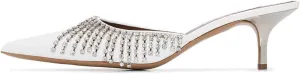 FSJ Women Slip On Mid High Heeled Mules Slipper Closed Pointed Toe Sandals Slides Dress Shoes Size 4-15 US