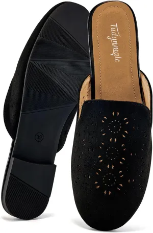FUDYNMALC Womens Mules Flats Shoes: Casual Closed Toe Suede Backless Loafers Comfortable Dressy Slip-on Slides Footwear
