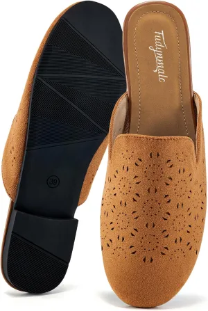 FUDYNMALC Womens Mules Flats Shoes: Casual Closed Toe Suede Backless Loafers Comfortable Dressy Slip-on Slides Footwear