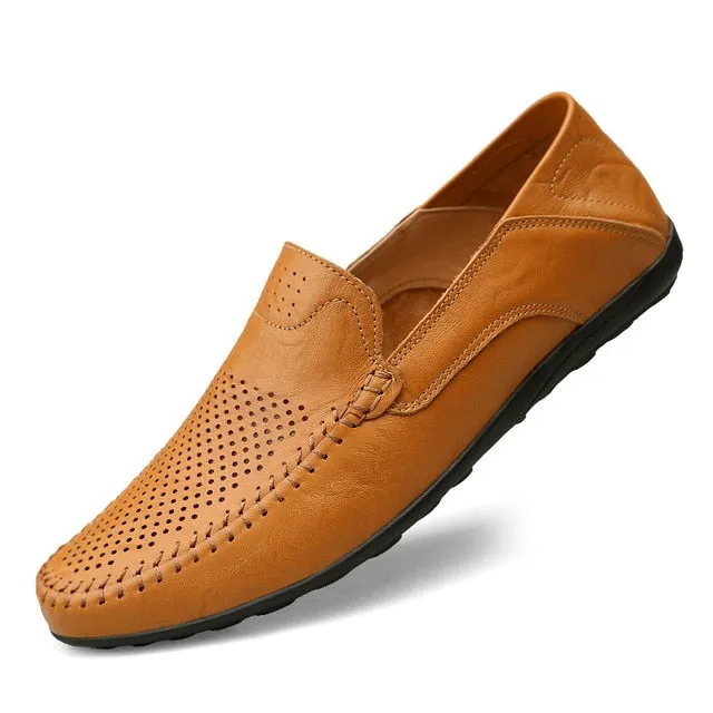 Genuine Leather Men Casual Shoes Luxury Brand 2019 Mens Loafers Moccasins Breathable Slip on Black Driving Shoes Plus Size 37-47