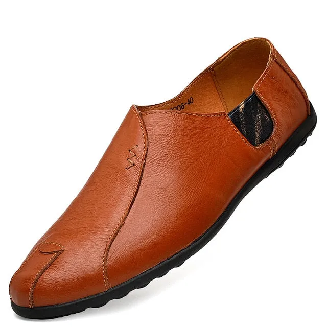 Genuine Leather Men Casual Shoes Luxury Brand 2020 Mens Loafers Moccasins Breathable Slip on Lazy Driving Shoes Plus Size 38-47